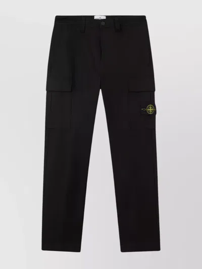 Stone Island Loose Fit Cargo Trousers With Elasticized Waist In Black