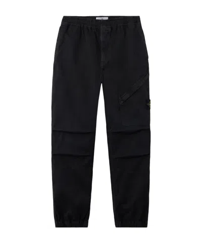 Stone Island Loose-fit Jogger Trousers With Snap And Zip Pockets In Black