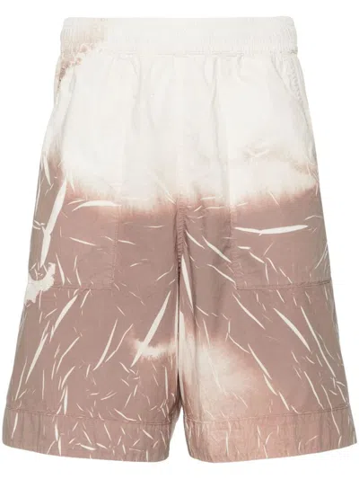 Stone Island Loose Wide Leg Printed Shorts In Neutral