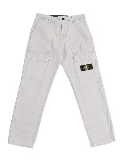 Stone Island Kids' Logo-patch Trousers In Gray