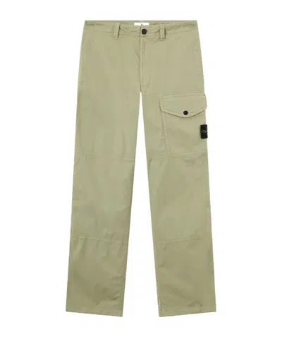 Stone Island Loose-fit Cargo Trousers With Drawstring Cuffs In Green