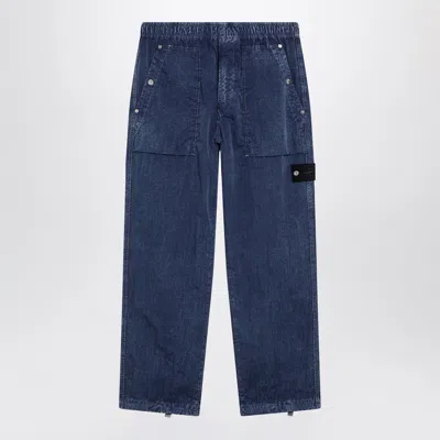 Stone Island Loose-fit Fatigue Pants In Compact Nylon In Blue