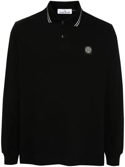 Stone Island Ls Polo In Black