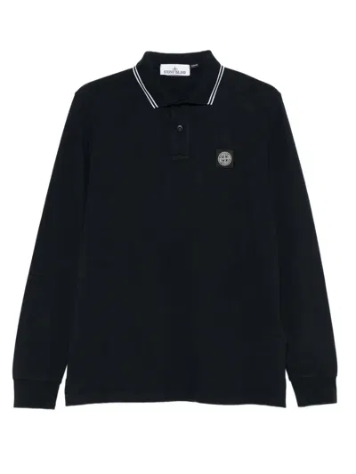 Stone Island Ls Polo In Black