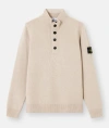 Stone Island Long Sleeve Knit Sweater With Removable Patch In Multi