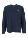 Stone Island Long Sleeve T-shirt With Compass Patch In Blue