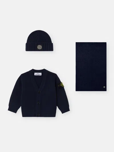 Stone Island M200001 Baby Kit In Wool Cashmere In Blue