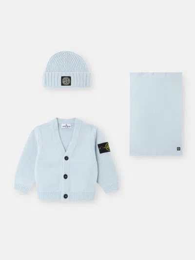 Stone Island M200001 Baby Kit In Wool Cashmere In Blue