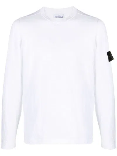 Stone Island Compass-badge Jersey-knit Jumper In White