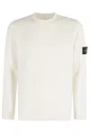 Stone Island Classic Crew Neck Knit Sweater With Logo Patch In White