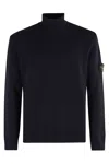 Stone Island Logo Roll-neck Jumper In Blue