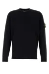 Stone Island Ribbed Detail Crew Neck Sweatshirt With Iconic Badge In Black