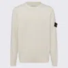 Stone Island Textured Knit Sweater With Crew Neckline In White