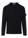 Stone Island Ribbed Wool Turtleneck Sweater Clothing In Blue