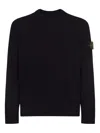 Stone Island Lightweight Wool Crew Neck Sweater With Raglan Sleeves Clothing In Black