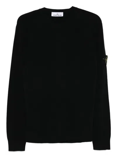 STONE ISLAND STRETCH WOOL CREWNECK SWEATER WITH REVERSE STITCH DETAILS