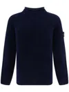 Stone Island Logo Patch Crewneck Jumper In Blue