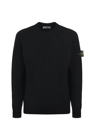 Stone Island Men's Compass Badge Knitted Jumper Sweater In Black