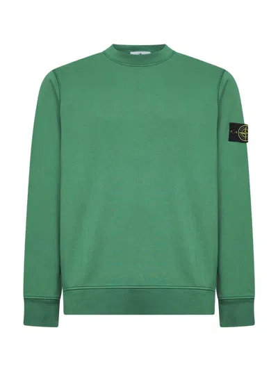 Stone Island Malachite Organic Cotton Crewneck Sweatshirt In Green