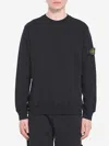 Stone Island Ribbed Detail Crew Neck Sweatshirt With Iconic Badge In Black