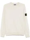 Stone Island Logo Cotton Crewneck Sweatshirt In Nude & Neutrals