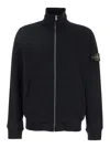 Stone Island Logo Hooded Cotton Sweatshirt In Black