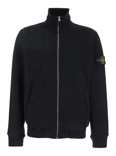 STONE ISLAND BLACK SWEATSHIRT WITH REMOVABLE COMPASS LOGO APPLIED ON THE SLEEVE IN COTTON MAN