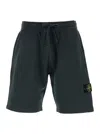 Stone Island Blue Shorts With Elastic Drawstring Waist And Logo Patch On The Front In Cotton Man In Grey