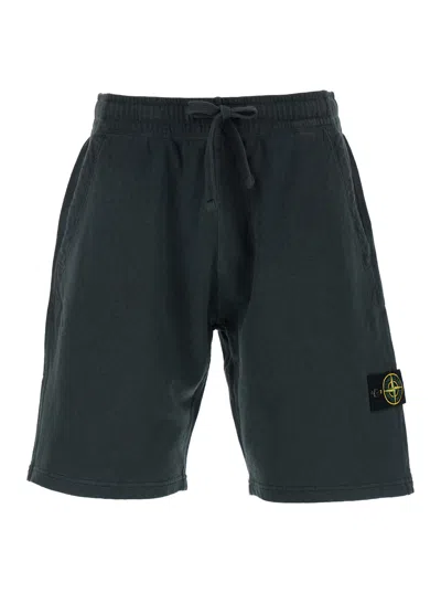 STONE ISLAND GREY SHORTS WITH ELASTIC DRAWSTRING WAIST AND LOGO PATCH ON THE FRONT IN COTTON MAN