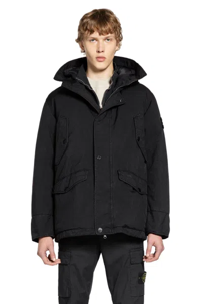 Stone Island Man Black Coats