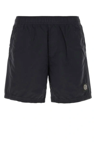 Stone Island Logo Patch Swimming Shorts In Black
