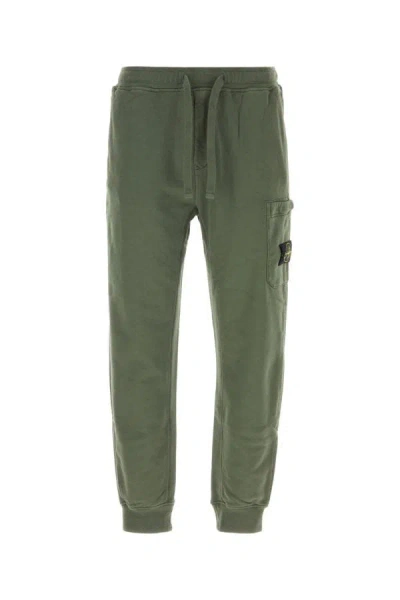 Stone Island Compass-patch Cotton Track Pants In Green