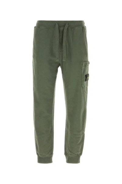 STONE ISLAND STONE ISLAND MAN DARK GREEN COTTON JOGGERS