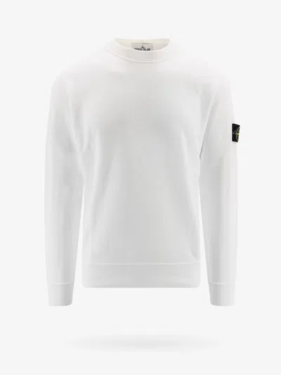 Stone Island Man Crew-neck Sweatshirt In White Cotton In Bianco