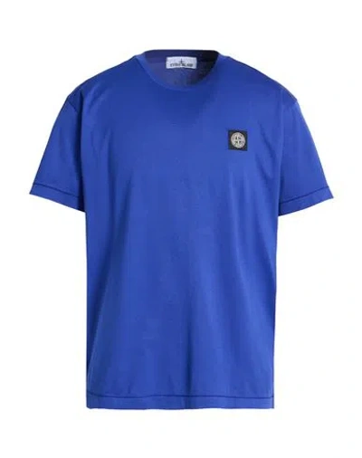Stone Island Man T-shirt Bright Blue Size L Cotton
