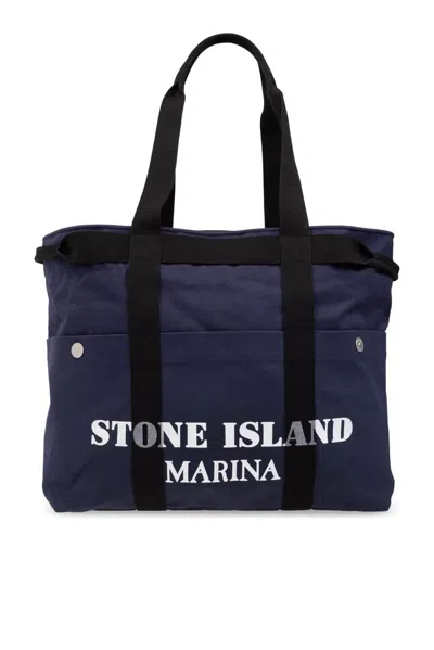 Stone Island Marina Collection Shopper Bag In Blue