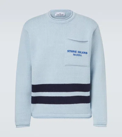 STONE ISLAND MARINA JACQUARD VIRGIN WOOL SWEATER