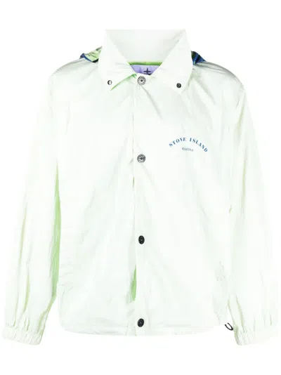 Stone Island Marina Logo-print Hooded Jacket In Green