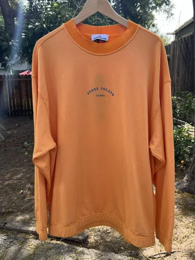 Pre-owned Stone Island Marina Logo-print Sweatshirt In Orange