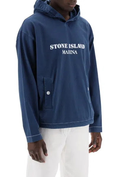Stone Island Marina 'old' Treatment Hooded In Blue