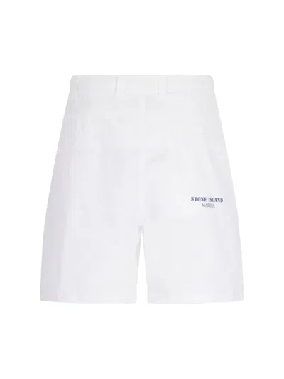 Stone Island Marina Shorts In Bianco