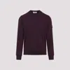 Stone Island Crew Neck Wool Sweater With Ribbed Texture In Burgundy