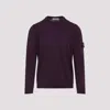 Stone Island Crew Neck Wool Sweater With Ribbed Texture In Red