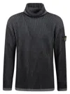 Stone Island Melange Charcoal Wool Sweater In Gray
