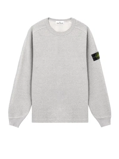 Stone Island Mélange Cotton Sweatshirt In Gray
