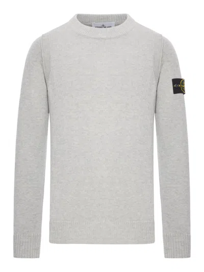 STONE ISLAND MELANGE EFFECT SWEATER WITH COMPASS LOGO