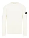 Stone Island Turtleneck Ribbed Wool Sweater In White