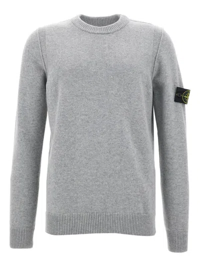 Stone Island Melange Grey Wool Sweater In Gray