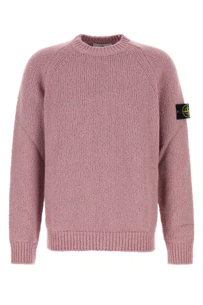 STONE ISLAND STONE ISLAND MELANGE PINK WOOL BLEND SWEATER