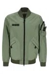 Stone Island Green Bomber Jacket In Lightweight Technical Fabric Men